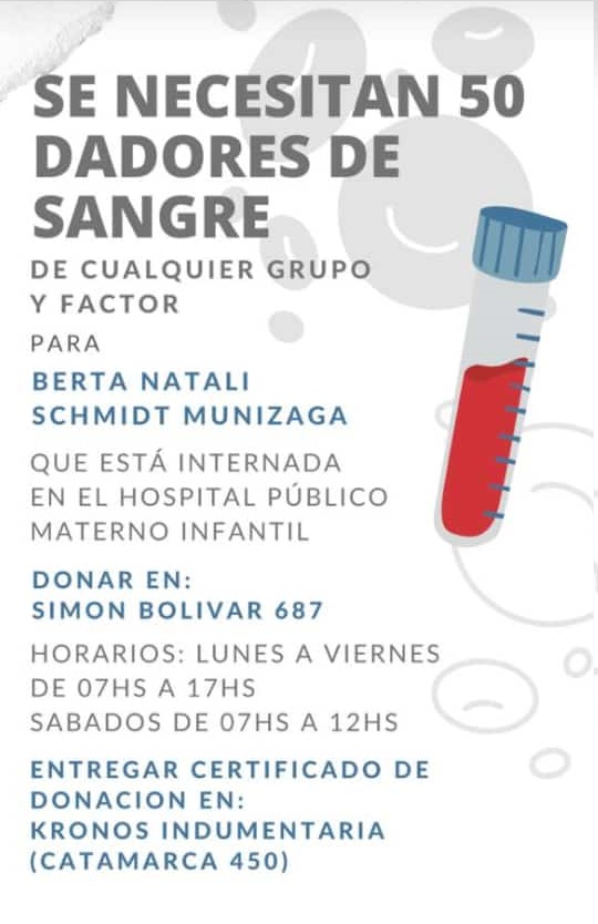 URGENTE: SE NECESITAN 50 DADORES DE SANGRE