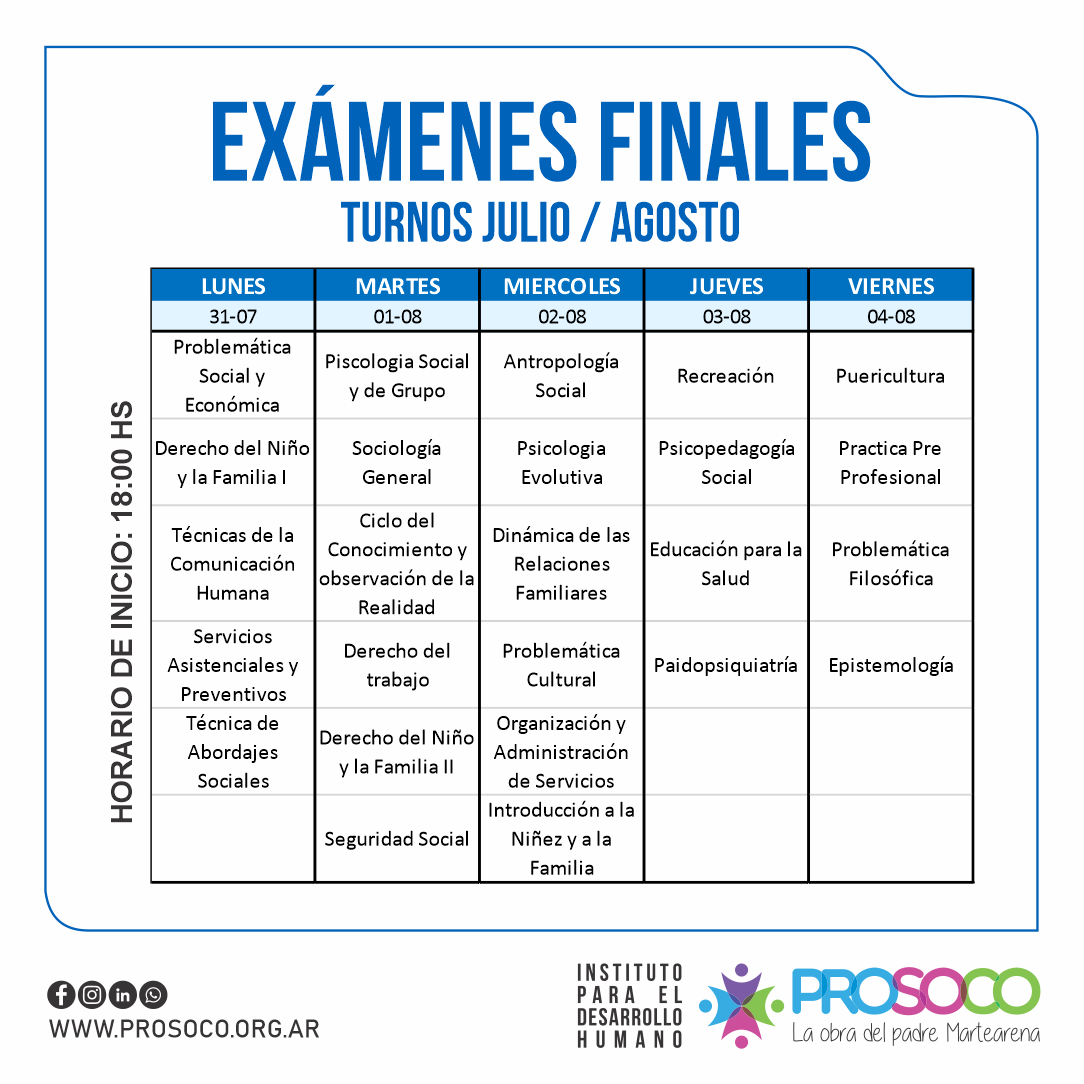 Mesas de examen y receso de invierno